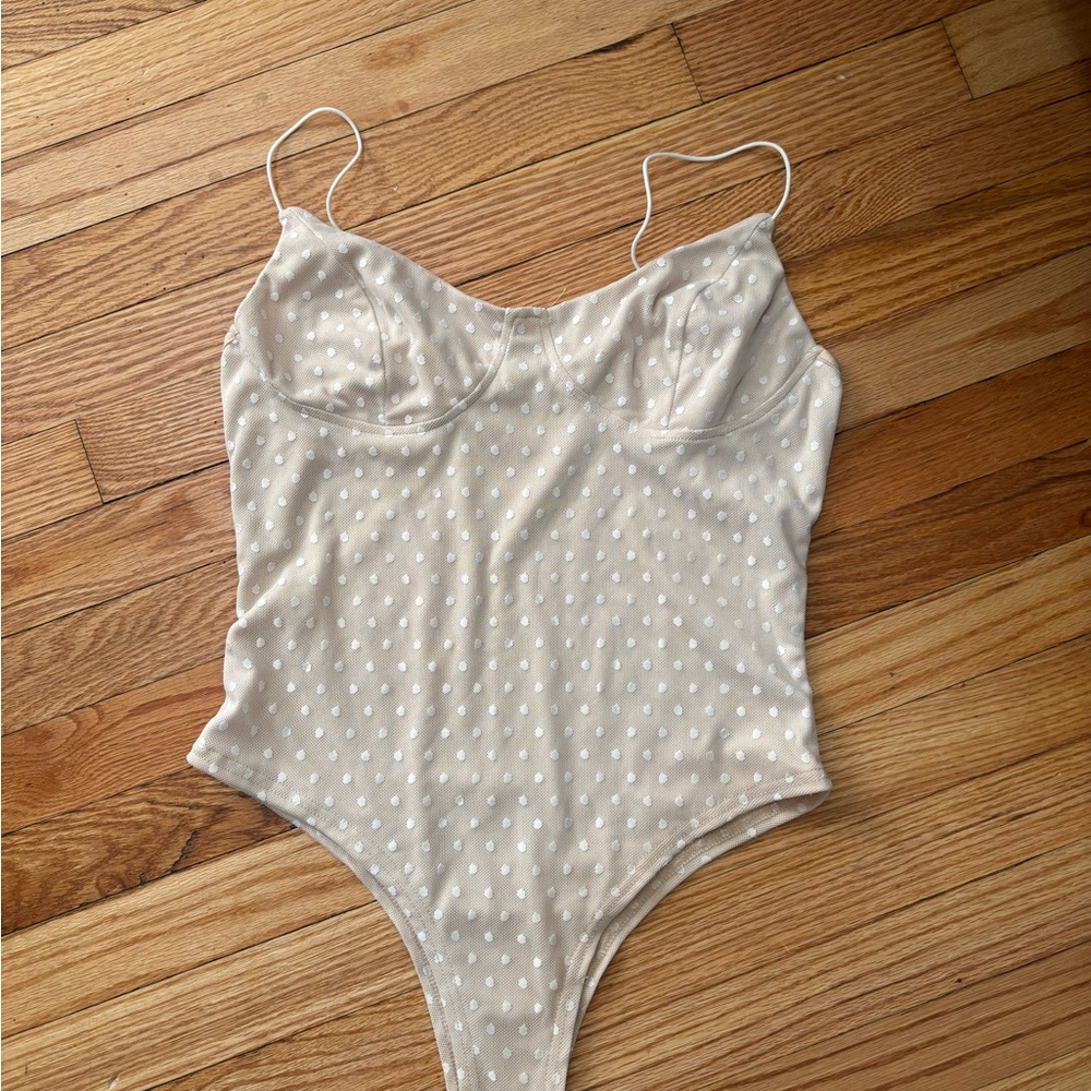 Elegant Cream Polka Dot Bodysuit